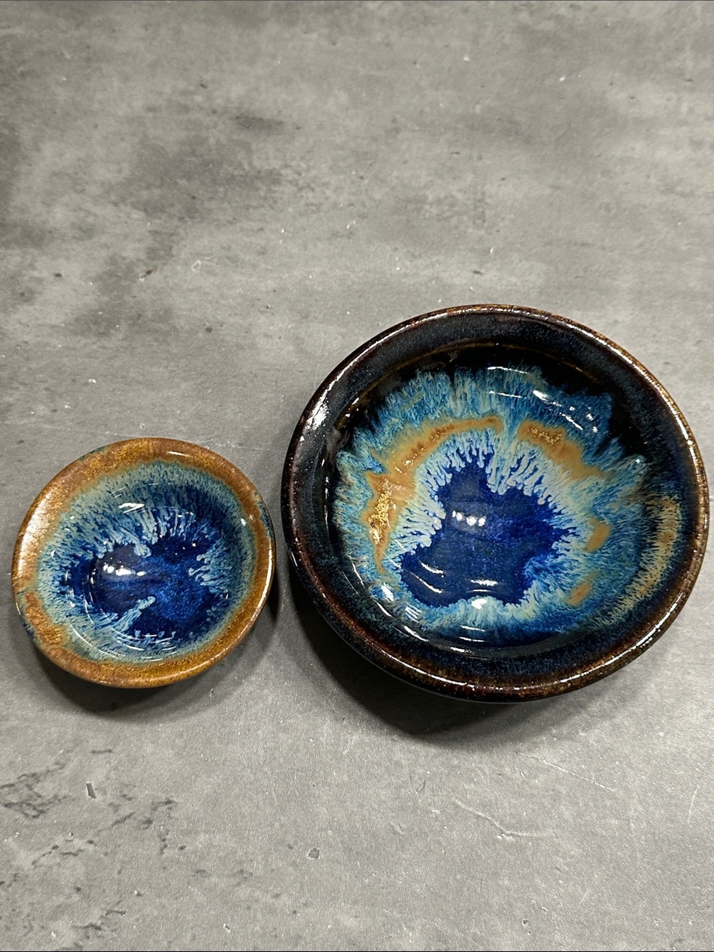 Artisan Blue and Brown Glazed Ceramic Bowls